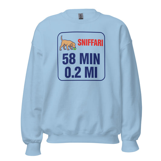 Sniff Walk Recap funny dog dad crewneck sweatshirt — Light Blue, front