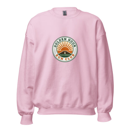 Golden Hour Run Club retro running crewneck sweatshirt — Light Pink, front
