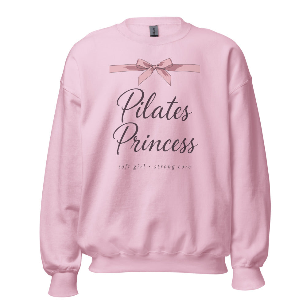 Pilates Princess coquette bow crewneck sweatshirt — Light Pink, front