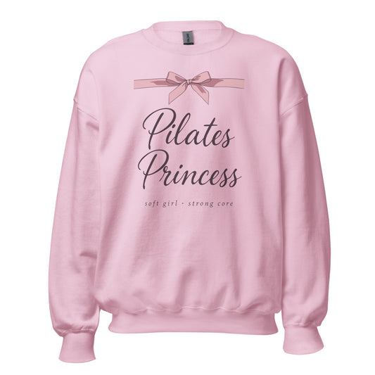 Pilates Princess coquette bow crewneck sweatshirt — Light Pink, front