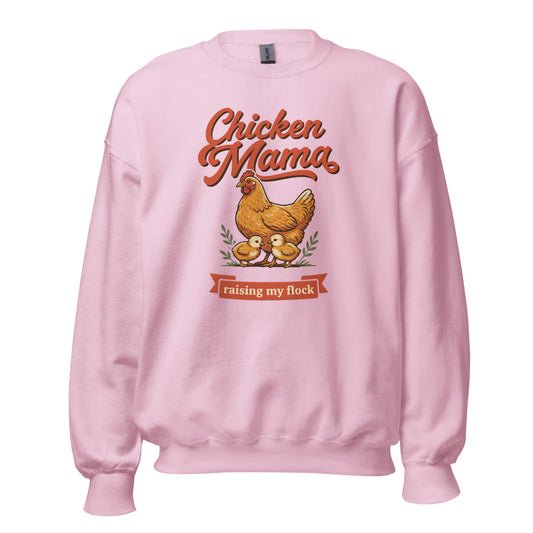 Chicken Mama raising my flock chicken keeper crewneck sweatshirt — Light Pink, front
