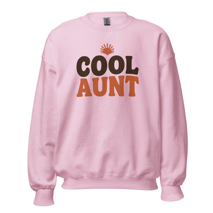 Cool Aunt retro groovy aunt crewneck sweatshirt — Light Pink, front