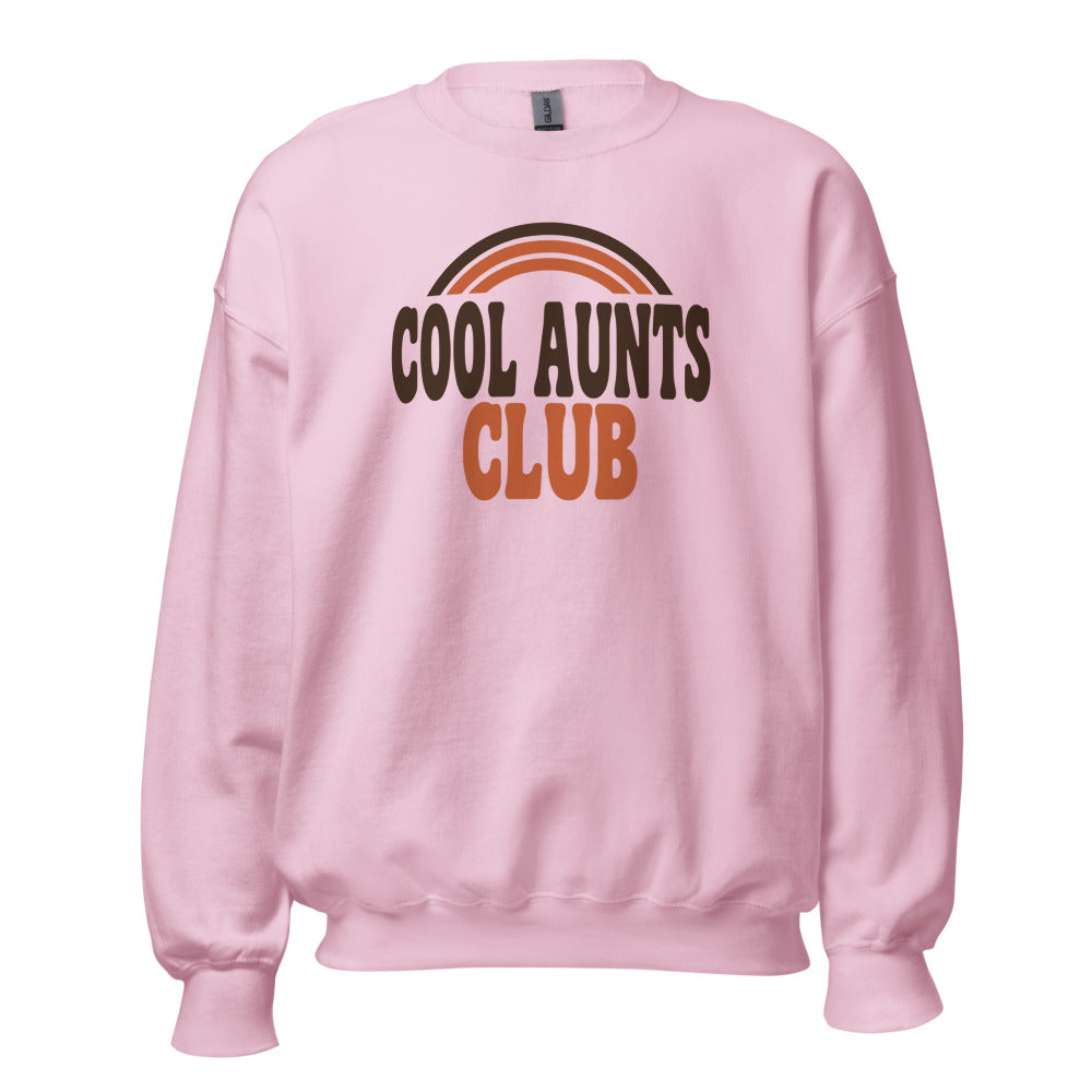 Cool Aunts Club retro groovy aunt crewneck sweatshirt — Light Pink, front
