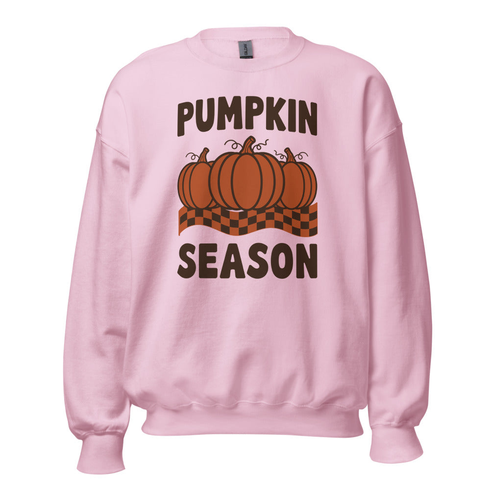 Pumpkin Season retro 70s fall crewneck sweatshirt — Light Pink, front