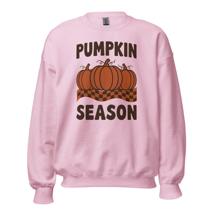 Pumpkin Season retro 70s fall crewneck sweatshirt — Light Pink, front