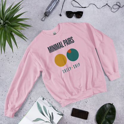 Minimal Pairs speech therapy crewneck sweatshirt — Light Pink, front-right