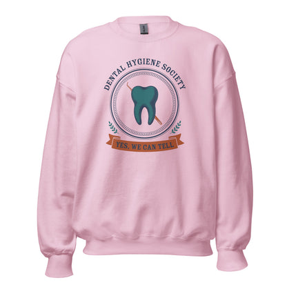 Dental Hygiene Society dental hygienist crewneck sweatshirt — Light Pink, front