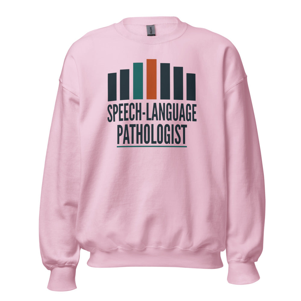 Mid-Century Clinic speech therapy crewneck sweatshirt — Light Pink, front