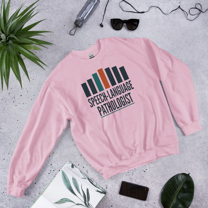 Mid-Century Clinic speech therapy crewneck sweatshirt — Light Pink, flat lay