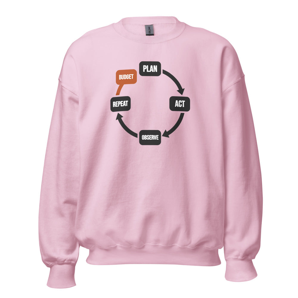 Plan Act Observe Repeat crewneck sweatshirt — Light Pink, front