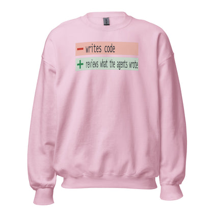 The Diff agentic AI engineer crewneck sweatshirt — Light Pink, front