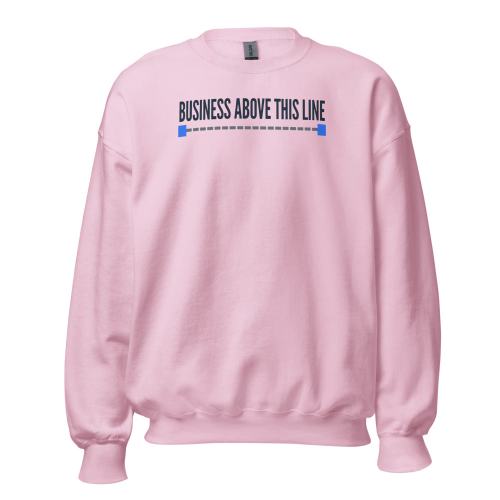 Business Above This Line crewneck sweatshirt — Light Pink, front