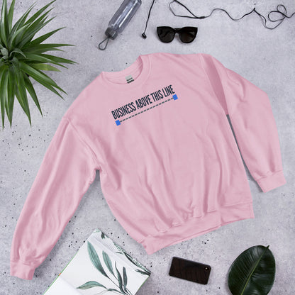 Business Above This Line crewneck sweatshirt — Light Pink, flat lay