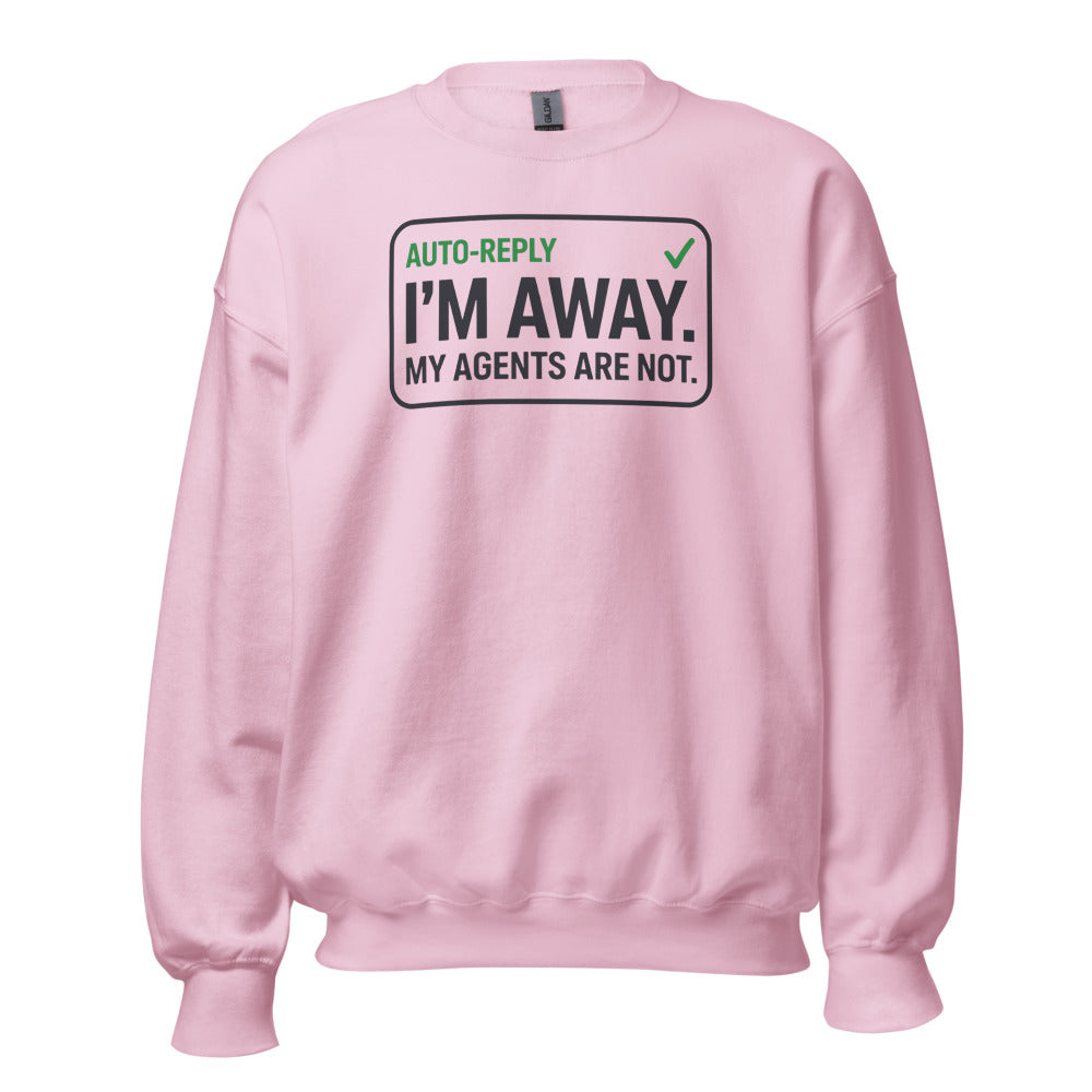 Auto-Reply agentic AI engineer crewneck sweatshirt — Light Pink, front