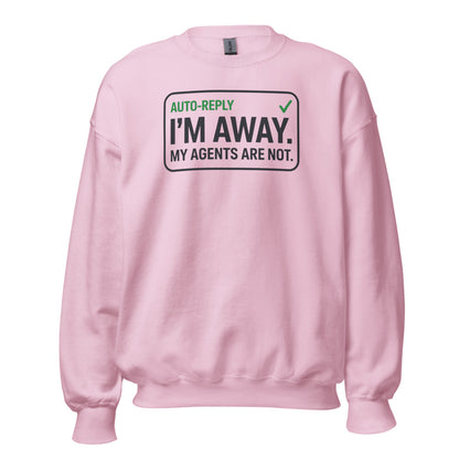 Auto-Reply agentic AI engineer crewneck sweatshirt — Light Pink, front