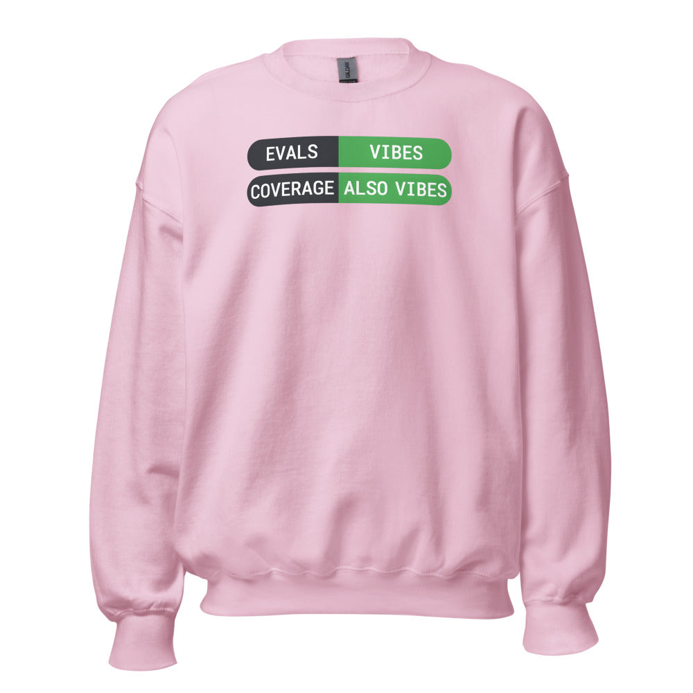 Eval Suite Vibes agentic AI engineer crewneck sweatshirt — Light Pink, front