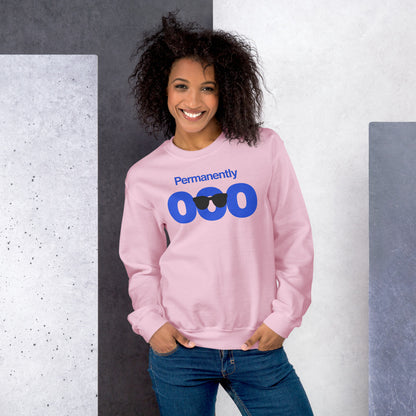 Permanently OOO out of office crewneck sweatshirt — Light Pink, on model