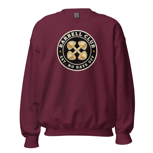 Barbell Club Sweatshirt, Gym Rat Crewneck, No Days Off Lifting Gift — Vintage Athletic Crest