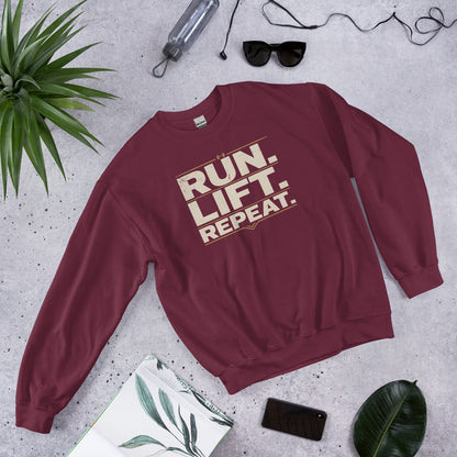 Run Lift Repeat vintage athletic crewneck sweatshirt — Maroon, front-right