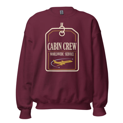 Worldwide Service cabin crew crewneck sweatshirt — Maroon, front