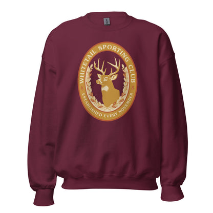 Whitetail Sporting Club vintage deer hunting crewneck sweatshirt — Maroon, front
