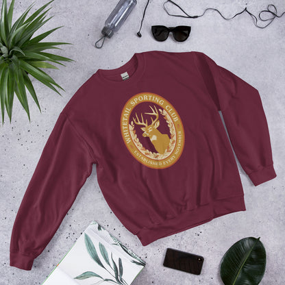 Whitetail Sporting Club vintage deer hunting crewneck sweatshirt — Maroon, front-right