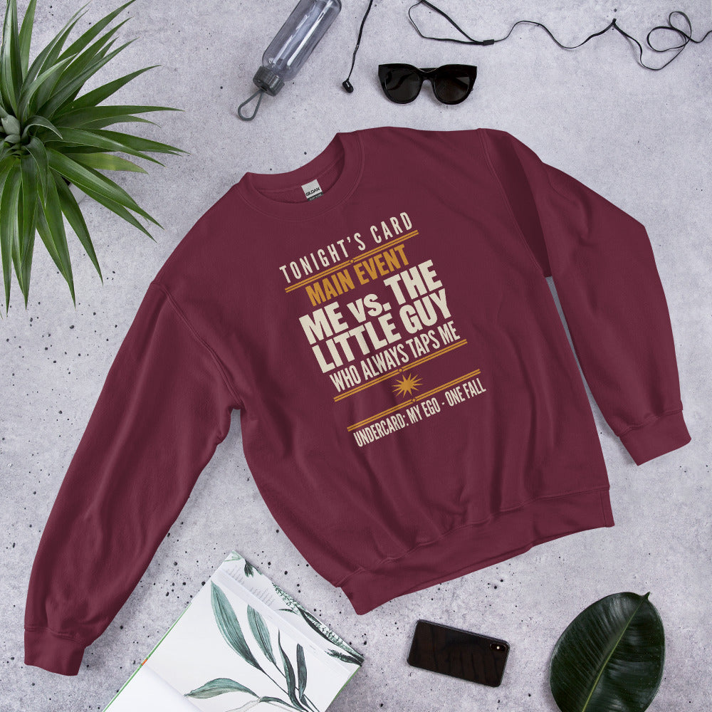 Tonight's Card funny Brazilian jiu jitsu crewneck sweatshirt — Maroon, front-right
