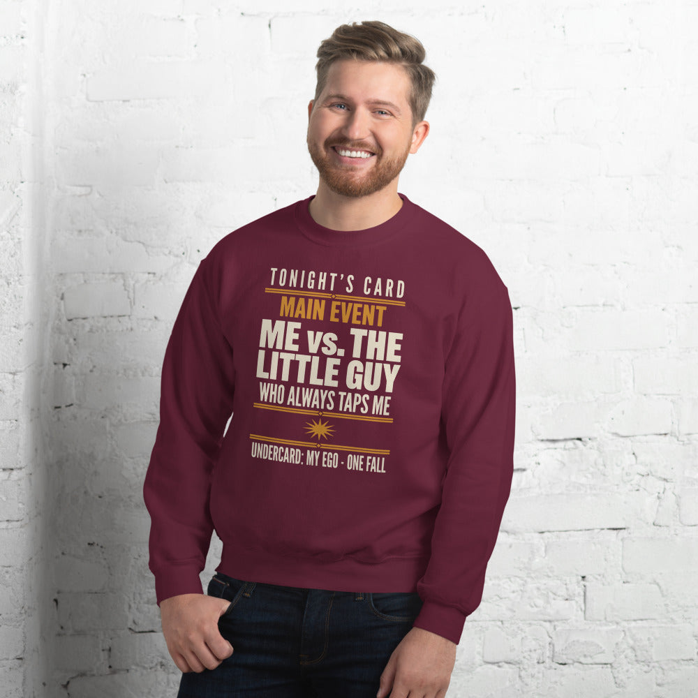 Tonight's Card funny Brazilian jiu jitsu crewneck sweatshirt — Maroon, on model