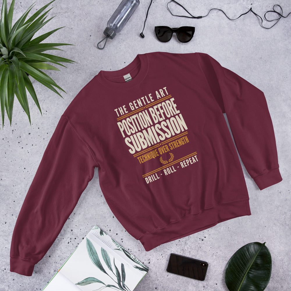 Position Before Submission Brazilian jiu jitsu sweatshirt — Maroon, front-right