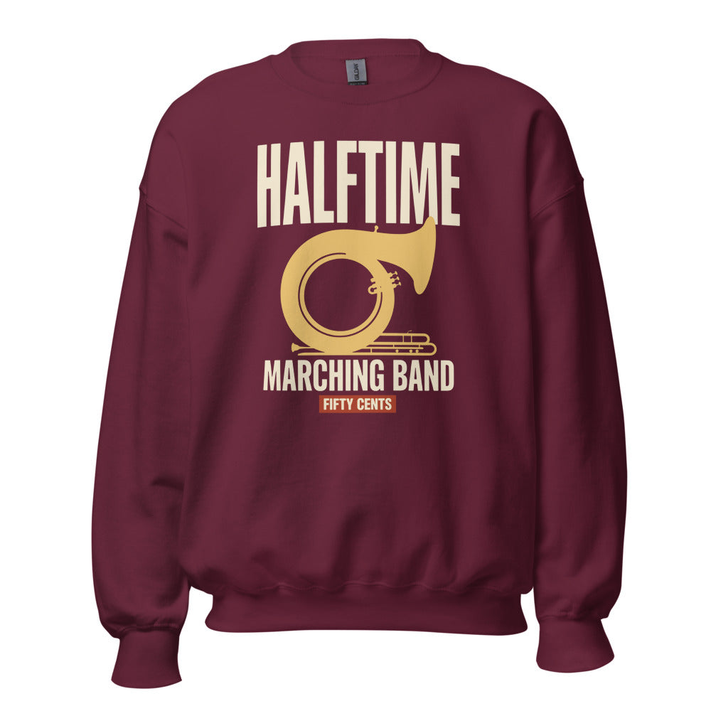 Official Halftime vintage marching band crewneck sweatshirt — Maroon, front