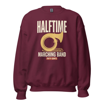 Official Halftime vintage marching band crewneck sweatshirt — Maroon, front