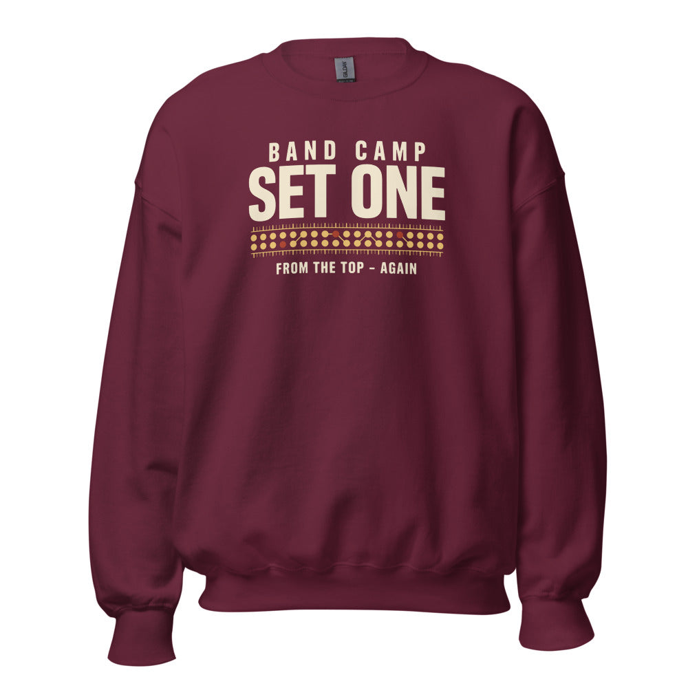 Set One marching band drill chart crewneck sweatshirt — Maroon, front