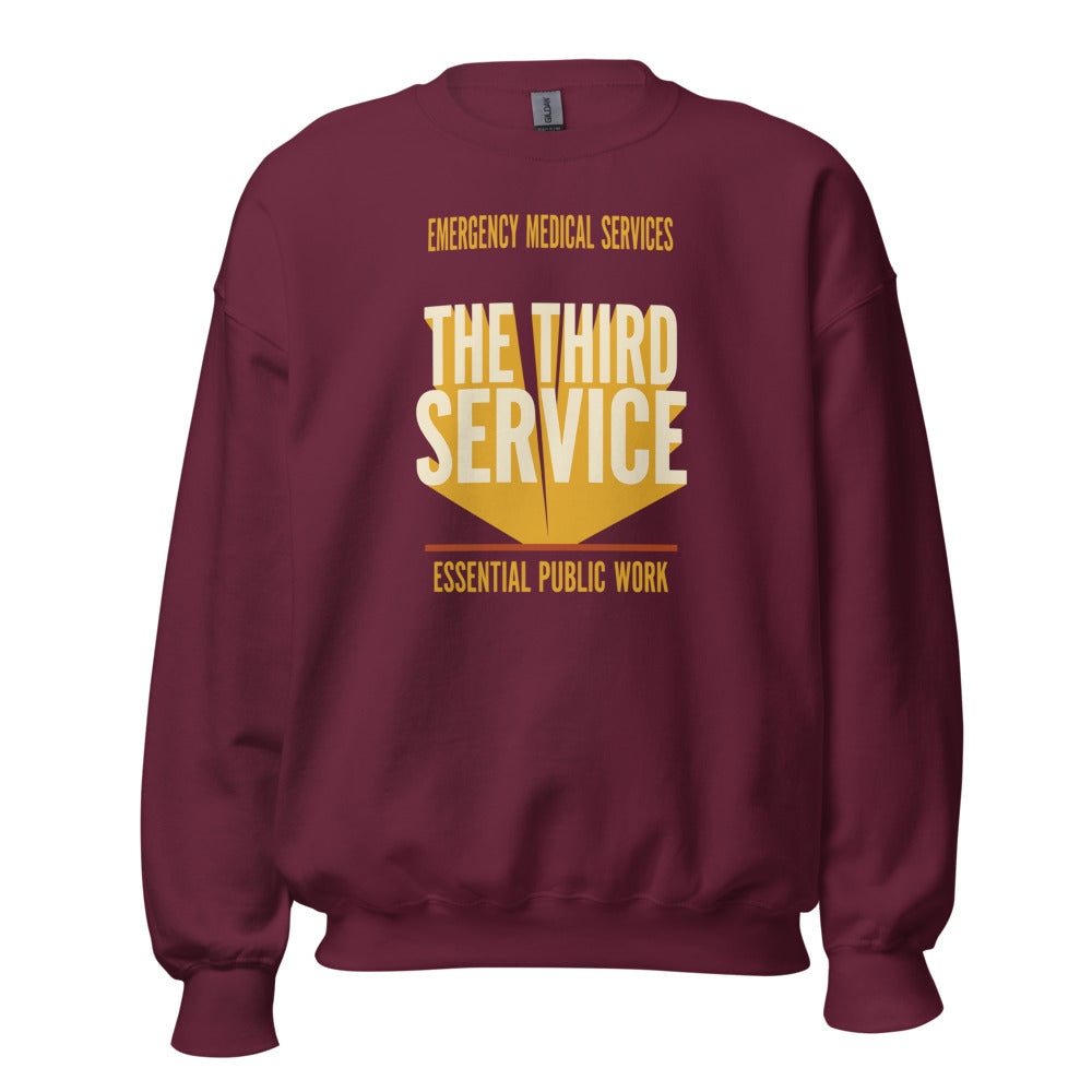The Third Service EMS crewneck sweatshirt — Maroon, front