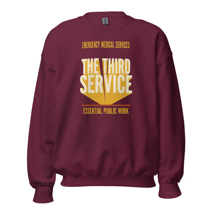 The Third Service EMS crewneck sweatshirt — Maroon, front