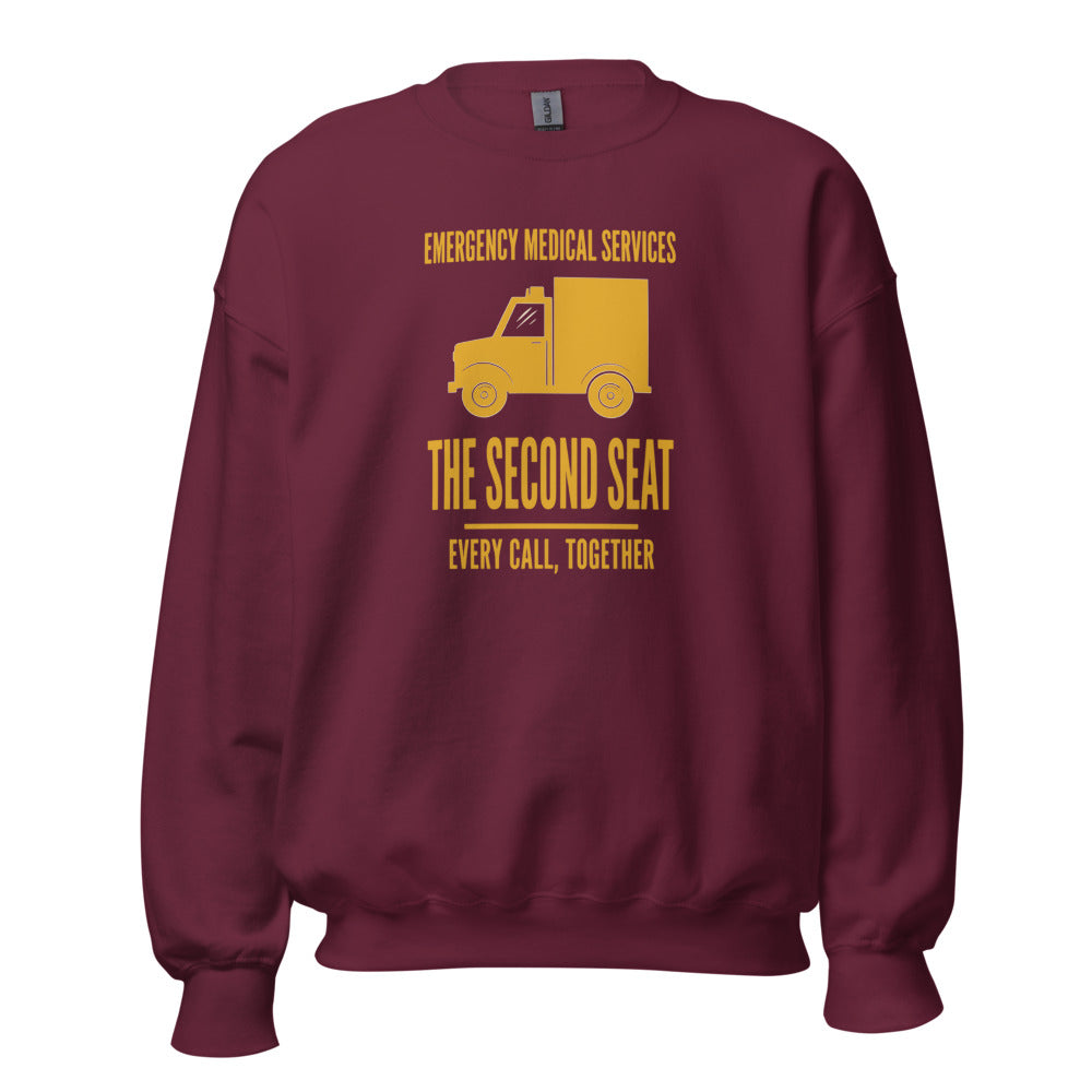 The Second Seat EMS paramedic crewneck — Maroon, front