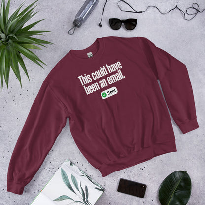 This Could Have Been An Email crewneck sweatshirt — Maroon, flat lay