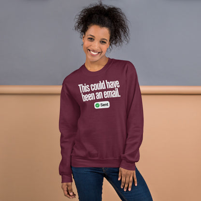 This Could Have Been An Email crewneck sweatshirt — Maroon, on model