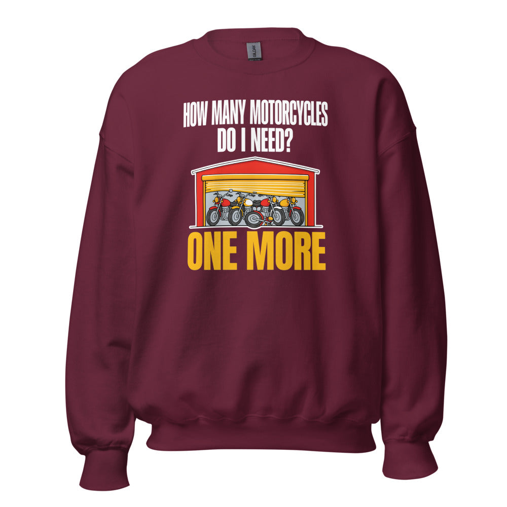 One More funny motorcycle crewneck sweatshirt — Maroon, front