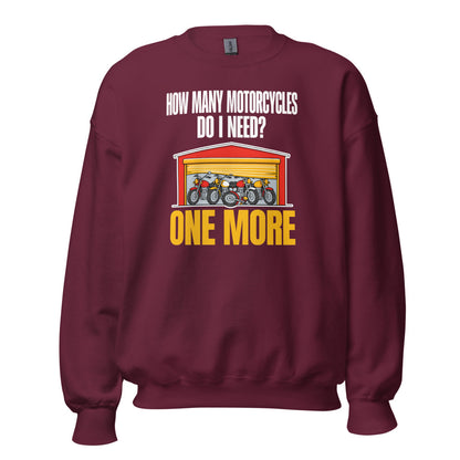 One More funny motorcycle crewneck sweatshirt — Maroon, front