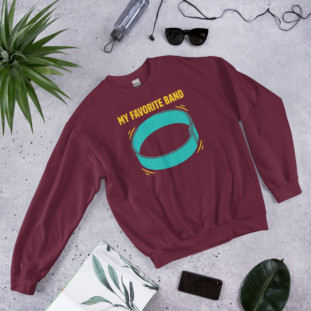My Favorite Band funny physical therapy crewneck sweatshirt — Maroon, flat lay
