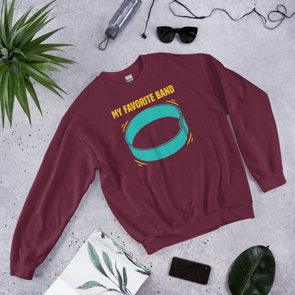 My Favorite Band funny physical therapy crewneck sweatshirt — Maroon, flat lay