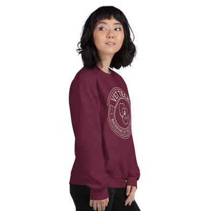 Vet Tech Crest retro veterinary technician crewneck sweatshirt — Maroon, on model
