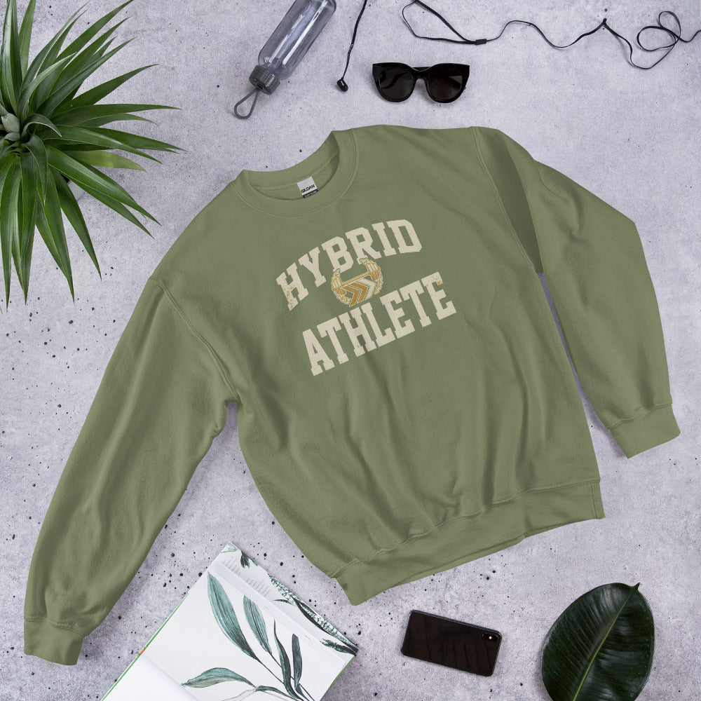 Hybrid Athlete vintage varsity crewneck sweatshirt — Military Green, front-right