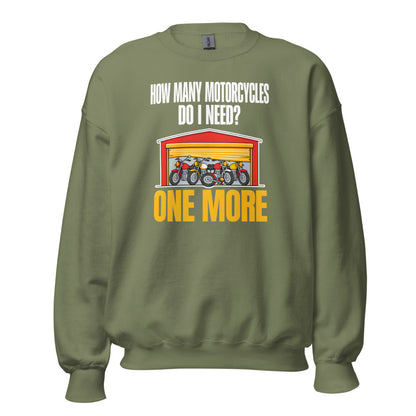 One More funny motorcycle crewneck sweatshirt — Military Green, front