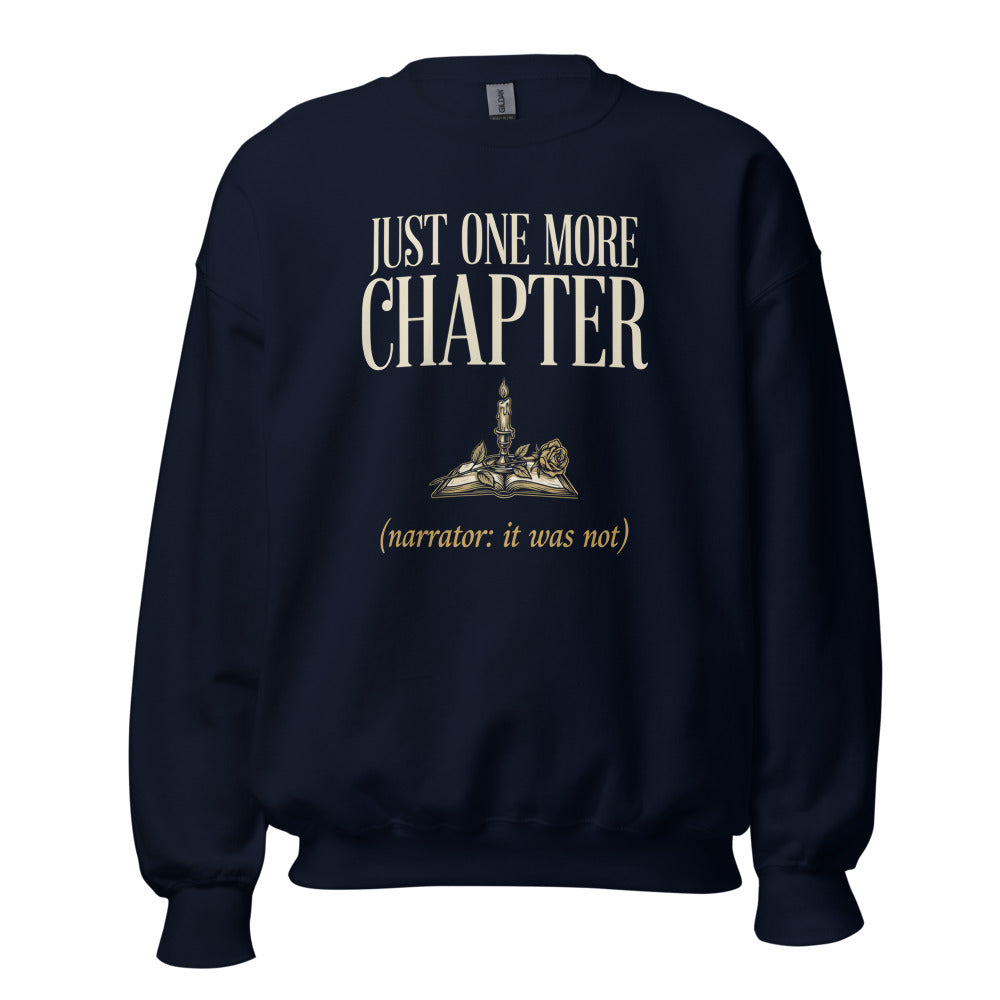 Just One More Chapter book lover dark academia crewneck sweatshirt — Navy, front