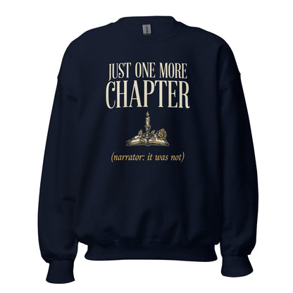 Just One More Chapter book lover dark academia crewneck sweatshirt — Navy, front