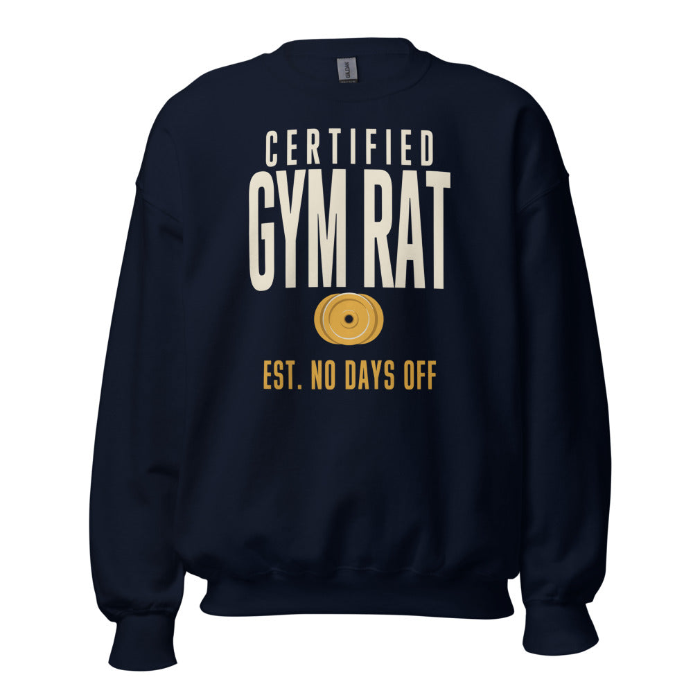 Certified Gym Rat vintage athletic crewneck sweatshirt — Navy, front