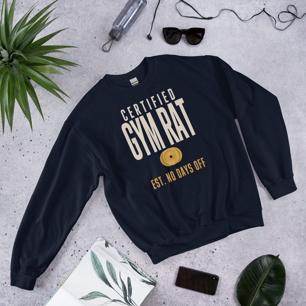 Certified Gym Rat vintage athletic crewneck sweatshirt — Navy, front-right