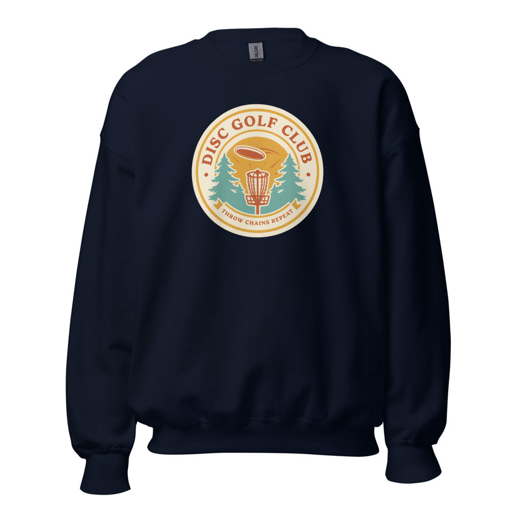 Disc Golf Club retro badge crewneck sweatshirt — Navy, front