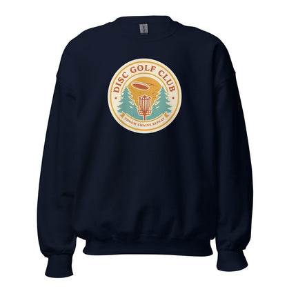 Disc Golf Club retro badge crewneck sweatshirt — Navy, front